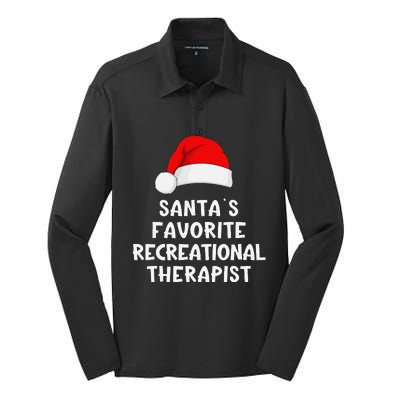 Christmas SantaS Favorite Recreational Therapist Funny Xmas Silk Touch Performance Long Sleeve Polo