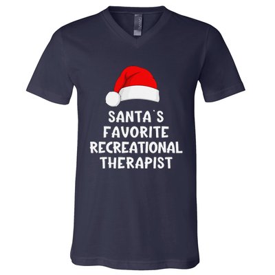 Christmas SantaS Favorite Recreational Therapist Funny Xmas V-Neck T-Shirt