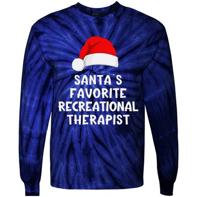 Christmas SantaS Favorite Recreational Therapist Funny Xmas Tie-Dye Long Sleeve Shirt