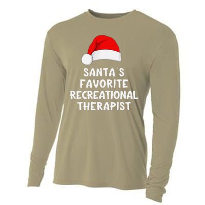 Christmas SantaS Favorite Recreational Therapist Funny Xmas Cooling Performance Long Sleeve Crew