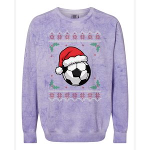 Christmas Santa Football Xmas Ugly Soccer Colorblast Crewneck Sweatshirt