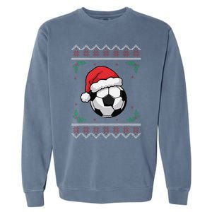 Christmas Santa Football Xmas Ugly Soccer Garment-Dyed Sweatshirt