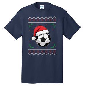 Christmas Santa Football Xmas Ugly Soccer Tall T-Shirt