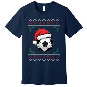 Christmas Santa Football Xmas Ugly Soccer Premium T-Shirt