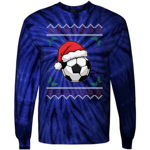 Christmas Santa Football Xmas Ugly Soccer Tie-Dye Long Sleeve Shirt