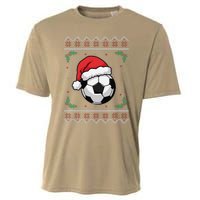 Christmas Santa Football Xmas Ugly Soccer Cooling Performance Crew T-Shirt