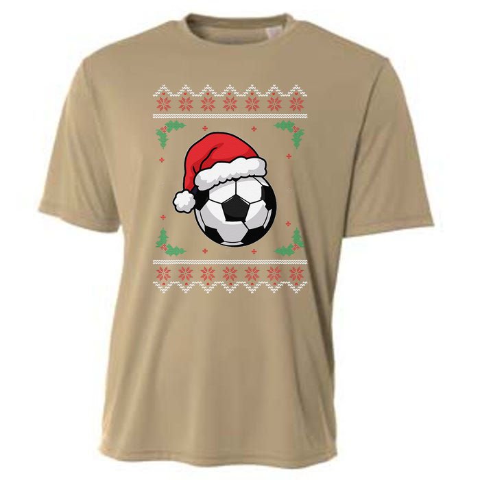 Christmas Santa Football Xmas Ugly Soccer Cooling Performance Crew T-Shirt