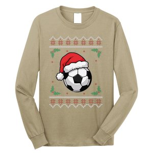 Christmas Santa Football Xmas Ugly Soccer Long Sleeve Shirt