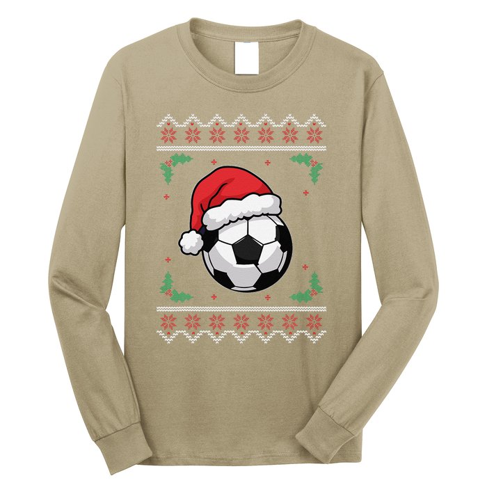 Christmas Santa Football Xmas Ugly Soccer Long Sleeve Shirt