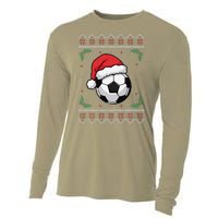 Christmas Santa Football Xmas Ugly Soccer Cooling Performance Long Sleeve Crew