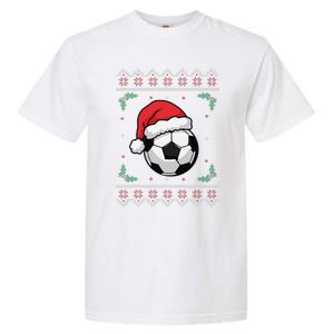 Christmas Santa Football Xmas Ugly Soccer Garment-Dyed Heavyweight T-Shirt