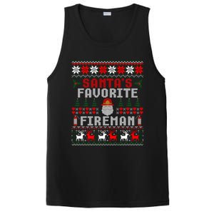 Christmas Santas Favorite Fire Firefighter Ugly Gift PosiCharge Competitor Tank