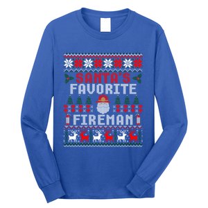 Christmas Santas Favorite Fire Firefighter Ugly Gift Long Sleeve Shirt