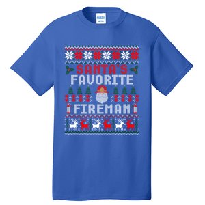 Christmas Santas Favorite Fire Firefighter Ugly Gift Tall T-Shirt