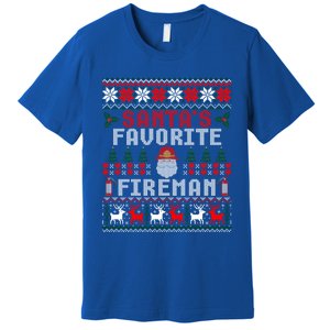 Christmas Santas Favorite Fire Firefighter Ugly Gift Premium T-Shirt