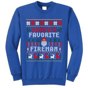 Christmas Santas Favorite Fire Firefighter Ugly Gift Tall Sweatshirt