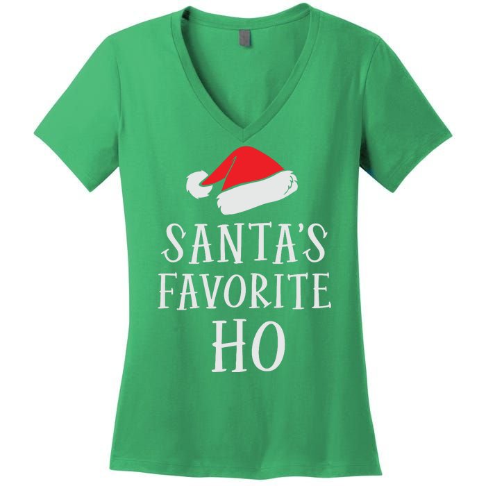 Christmas Santas Favorite Ho Funny Xmas Women's V-Neck T-Shirt