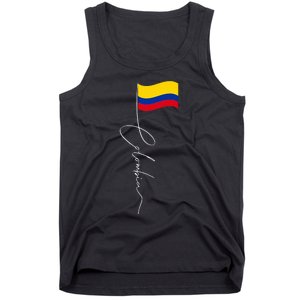 Colombia Signature Flag Pole Patriotic Colombian Flag Tank Top