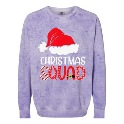 Christmas Squad Family Group Matching Santa Hat Xmas Colorblast Crewneck Sweatshirt