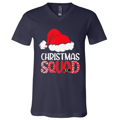 Christmas Squad Family Group Matching Santa Hat Xmas V-Neck T-Shirt