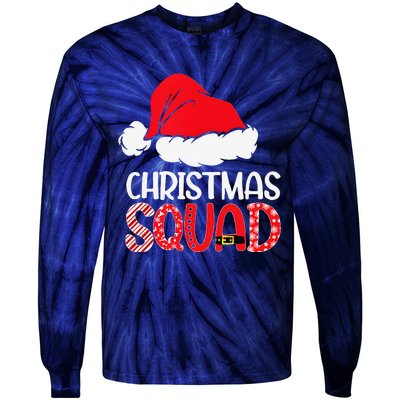 Christmas Squad Family Group Matching Santa Hat Xmas Tie-Dye Long Sleeve Shirt