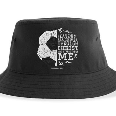 Christian Soccer Faith Bible Verse Philippians 413 Sustainable Bucket Hat