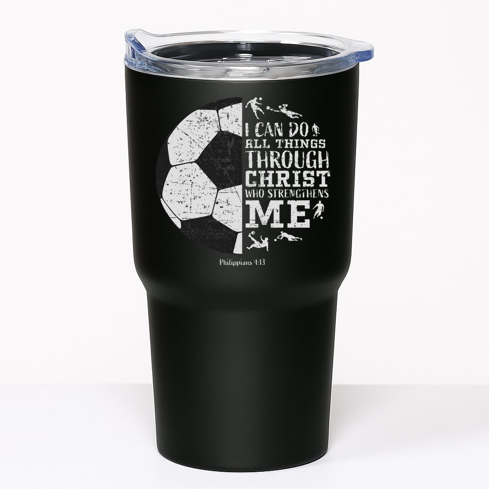 Christian Soccer Faith Bible Verse Philippians 413 Tumbler