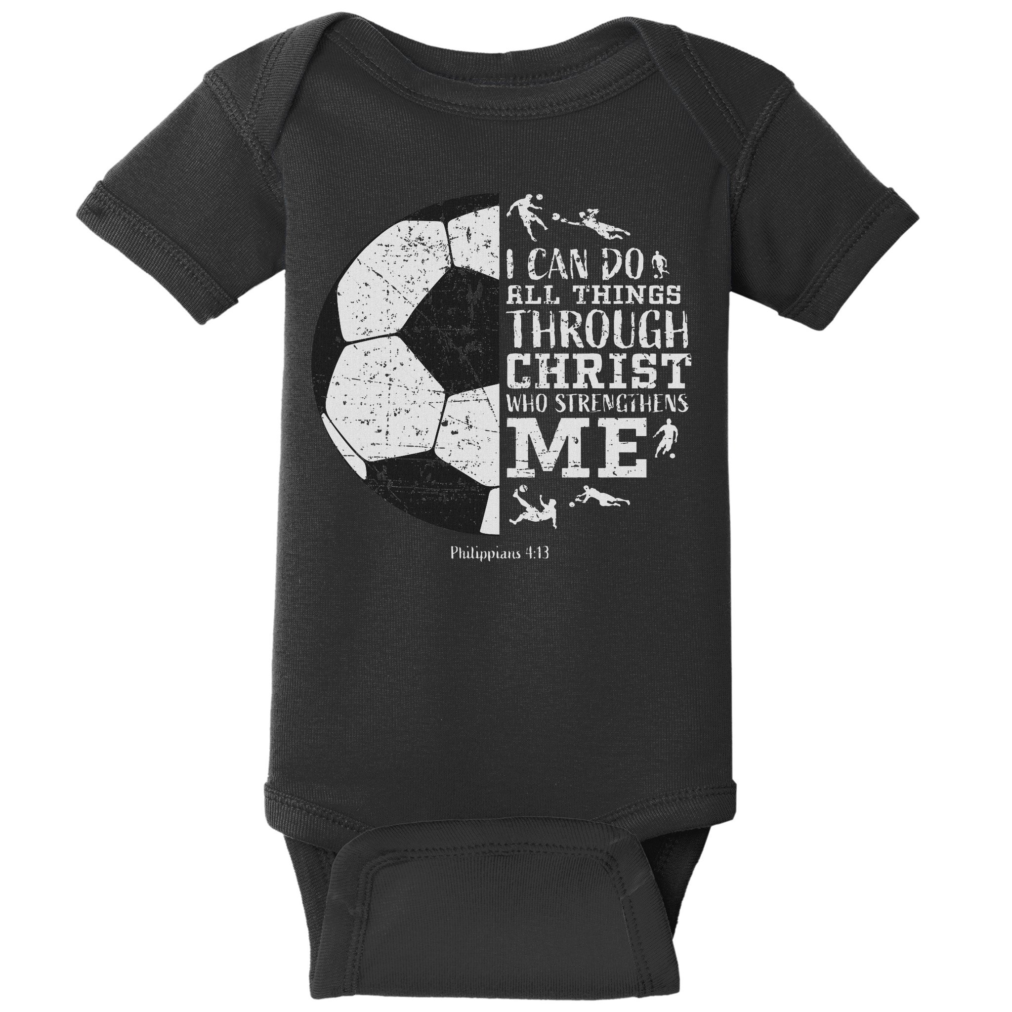 Christian Soccer Faith Bible Verse Philippians 413 Baby Bodysuit