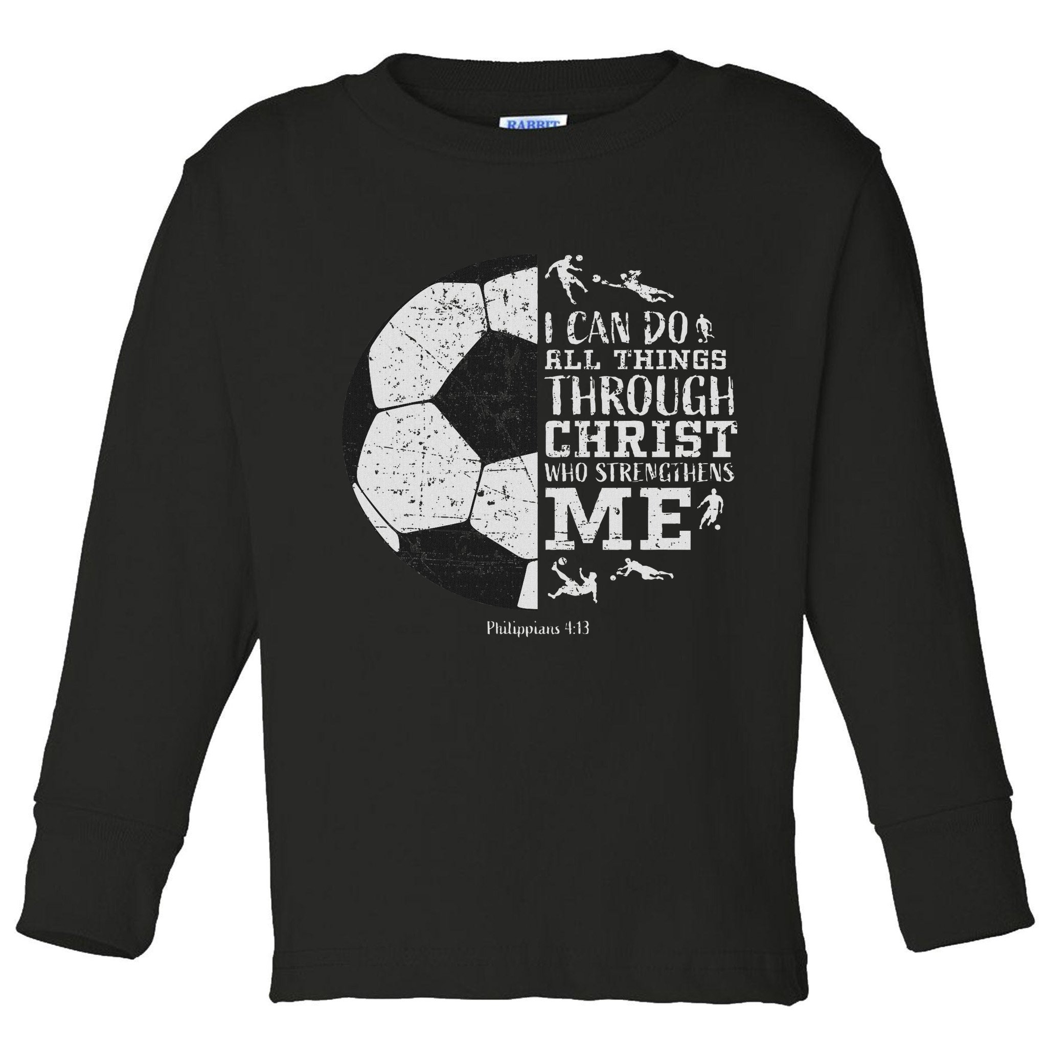Christian Soccer Faith Bible Verse Philippians 413 Toddler Long Sleeve Shirt