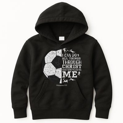 Christian Soccer Faith Bible Verse Philippians 413 Kids Hoodie