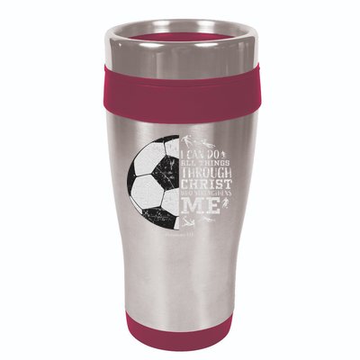 Christian Soccer Faith Bible Verse Philippians 413 16oz Travel Tumbler