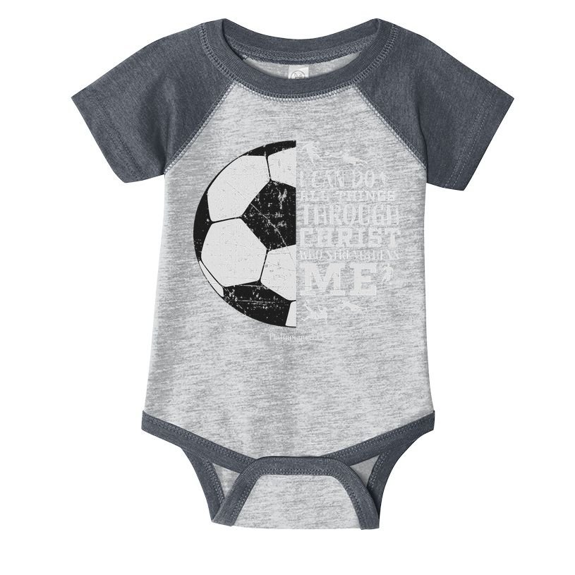 Christian Soccer Faith Bible Verse Philippians 413 Infant Baby Jersey Bodysuit