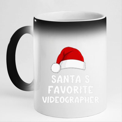 Christmas Santa's Favorite Videographer Funny Xmas Pajama  11oz Black Color Changing Mug