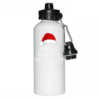 Christmas Santa's Favorite Videographer Funny Xmas Pajama  Aluminum Water Bottle