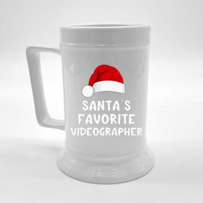 Christmas Santa's Favorite Videographer Funny Xmas Pajama  Beer Stein