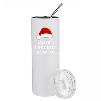 Christmas Santa's Favorite Videographer Funny Xmas Pajama  Stainless Steel Tumbler