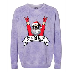 Christmas Sleigher Funny Santa Rock Xmas Rocker Gift Colorblast Crewneck Sweatshirt