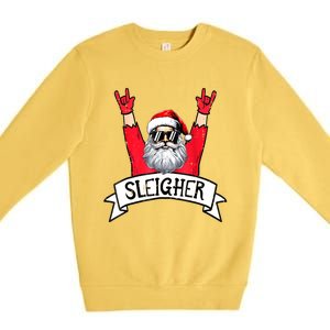 Christmas Sleigher Funny Santa Rock Xmas Rocker Gift Premium Crewneck Sweatshirt