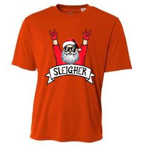 Christmas Sleigher Funny Santa Rock Xmas Rocker Gift Cooling Performance Crew T-Shirt