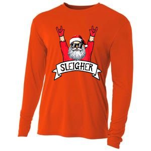 Christmas Sleigher Funny Santa Rock Xmas Rocker Gift Cooling Performance Long Sleeve Crew