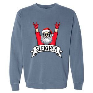 Christmas Sleigher Funny Santa Rock Xmas Rocker Gift Garment-Dyed Sweatshirt