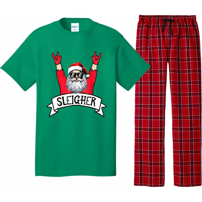 Christmas Sleigher Funny Santa Rock Xmas Rocker Gift Pajama Set