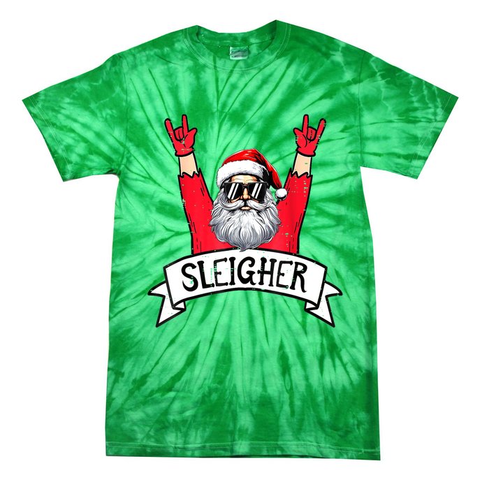 Christmas Sleigher Funny Santa Rock Xmas Rocker Gift Tie-Dye T-Shirt