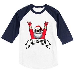 Christmas Sleigher Funny Santa Rock Xmas Rocker Gift Baseball Sleeve Shirt