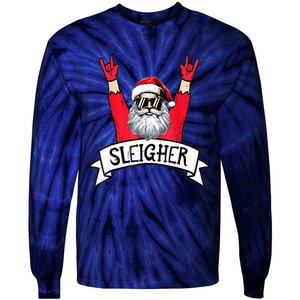 Christmas Sleigher Funny Santa Rock Xmas Rocker Gift Tie-Dye Long Sleeve Shirt