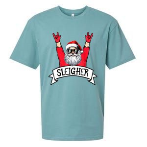 Christmas Sleigher Funny Santa Rock Xmas Rocker Gift Sueded Cloud Jersey T-Shirt