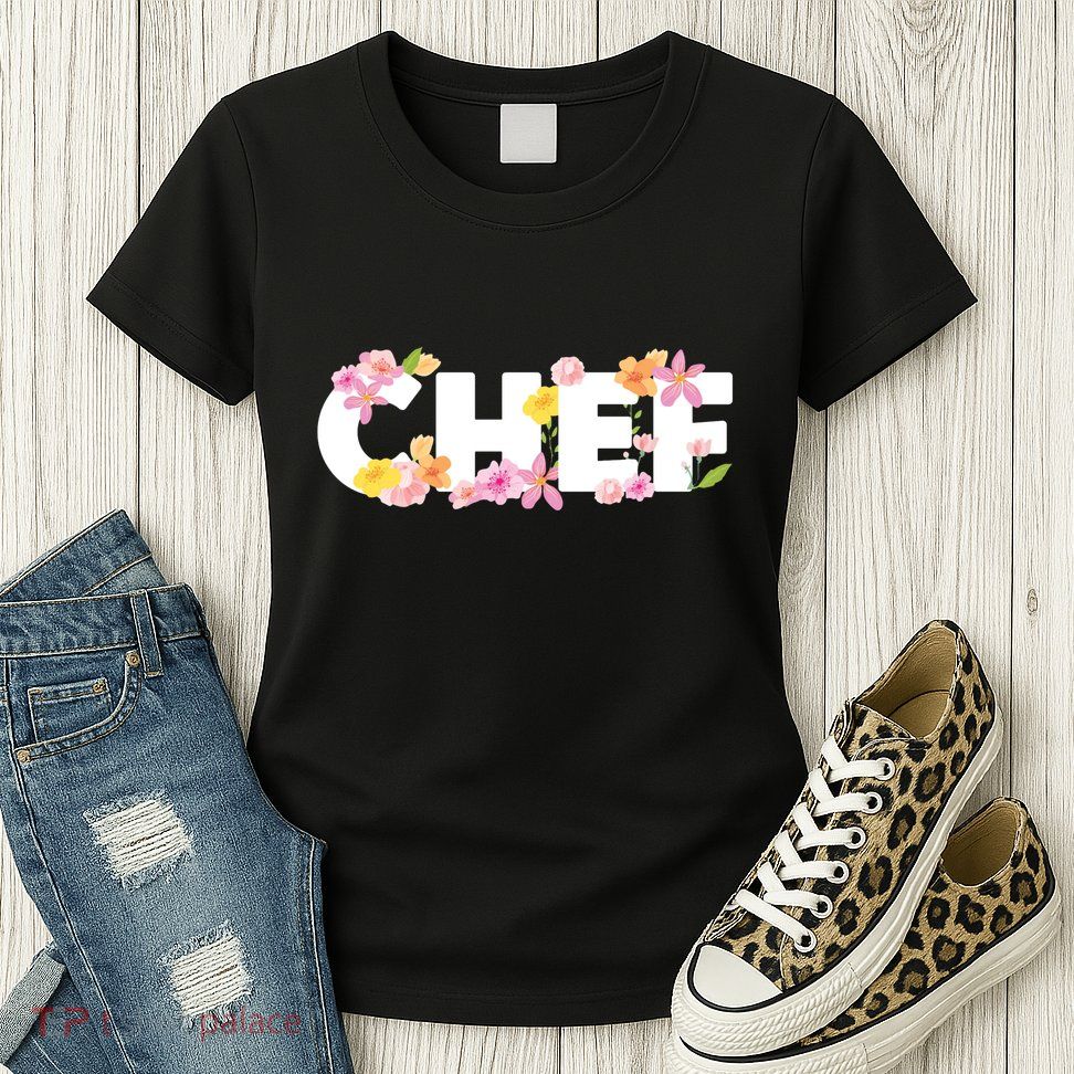 Chef Spring Floral Womens T-Shirt