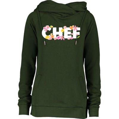 Chef Spring Floral Womens Funnel Neck Pullover Hood