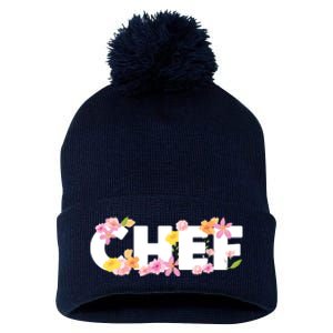 Chef Spring Floral Pom Pom 12in Knit Beanie