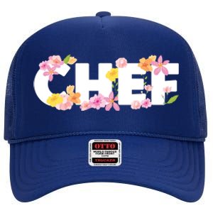 Chef Spring Floral High Crown Mesh Back Trucker Hat